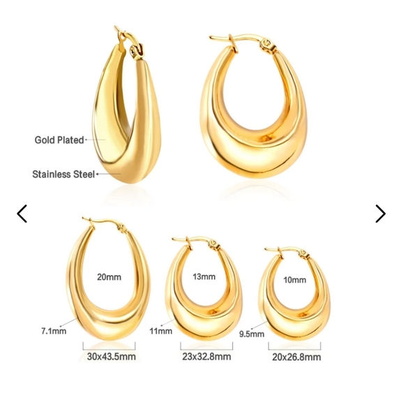 Elegant Gold Hoop Earrings Set - Picture 2 of 2
